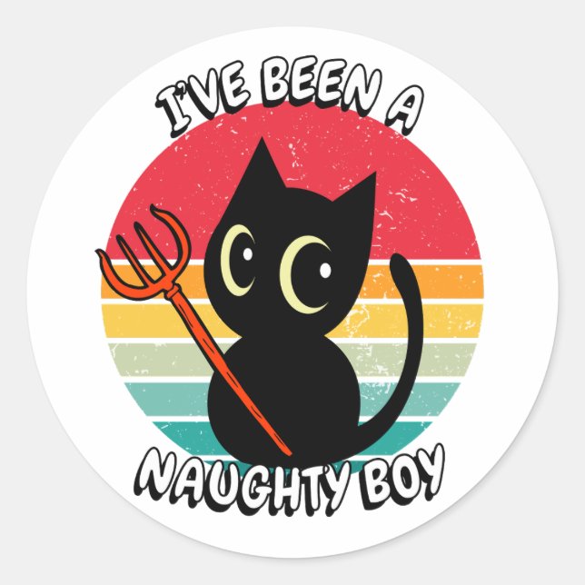 Sticker Rond J'ai été un garçon coquin - chat noir (Devant)