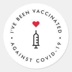 Sticker Rond J'ai été vacciné Aiguille cardiaque Covid-19