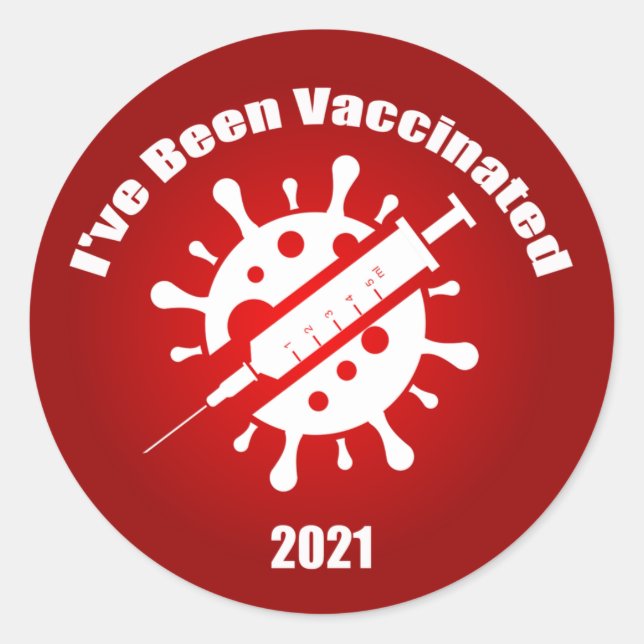 Sticker Rond J'ai été vacciné rouge (Devant)