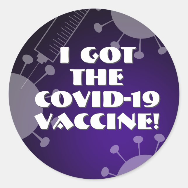 Sticker Rond J'ai eu le vaccin Covid-19 Deep Purple Ombre (Devant)