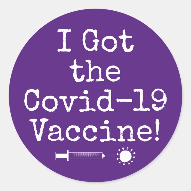 Sticker Rond J'ai eu le vaccin Covid-19 Simple foncé violet (Devant)