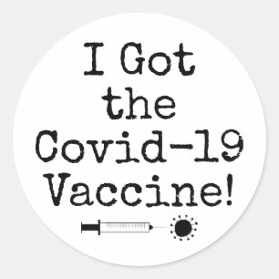 Sticker Rond J'ai eu le vaccin Covid-19 simple noir sur blanc