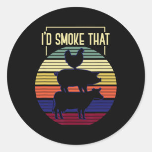 Sticker Rond J'Ai Fumé Ce Barbecue Rétro