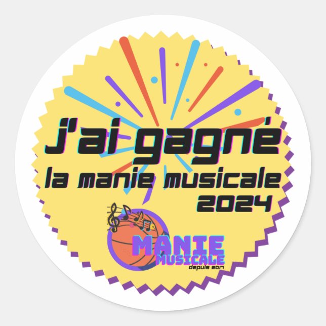 Sticker Rond J'ai gagné 2024 (Devant)
