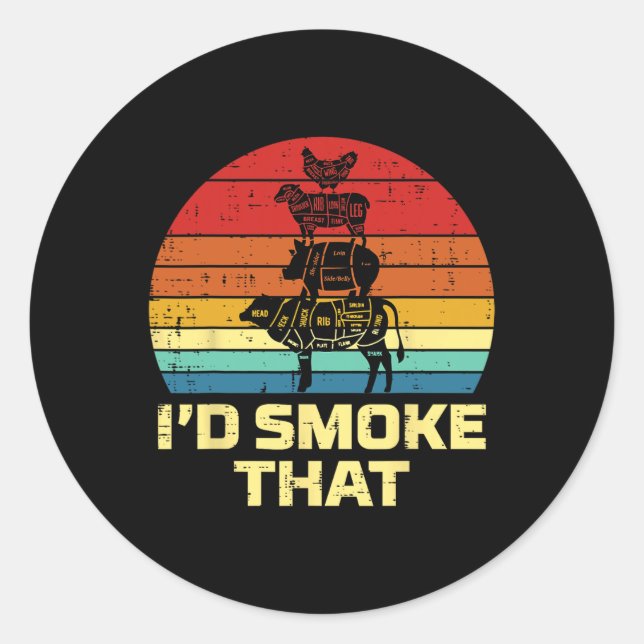 Sticker Rond J'Ai Grillé Que Barbecue Barbecue Retro Louveur De (Devant)