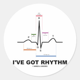 Sticker Rond J'ai le rythme (ECG - le battement de coeur d'ECG)