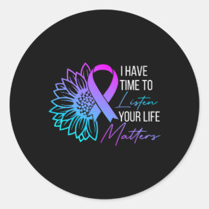 Sticker Rond J'Ai Le Temps D'Écouter L'Accusé De Suicide En San