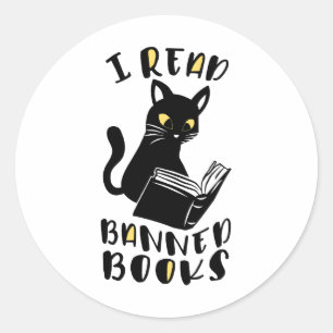 Sticker Rond J'ai lu des livres interdits Cat