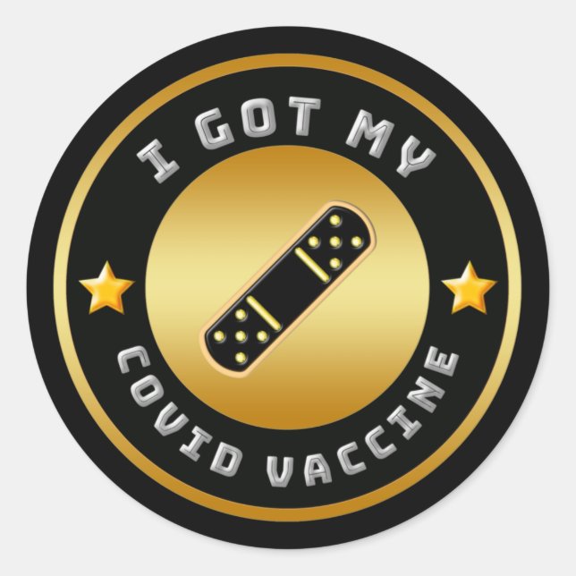 Sticker Rond J'Ai Obtenu Mon Vaccin Contre Le CVID  (Devant)