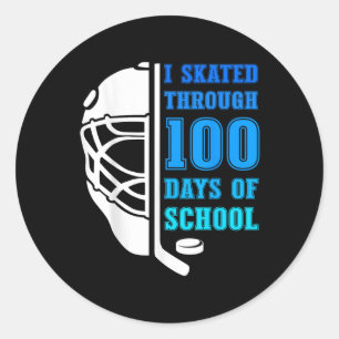 Sticker Rond J'Ai Patiné Pendant 100 Jours De L'École De Hockey