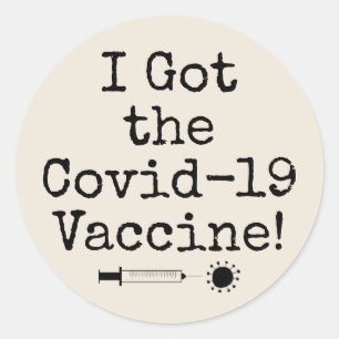 Sticker Rond J'ai reçu le vaccin Covid-19 Simple Crème naturell