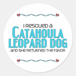 Sticker Rond J'ai Secouru un chien léopard de Catahoula (Chien
