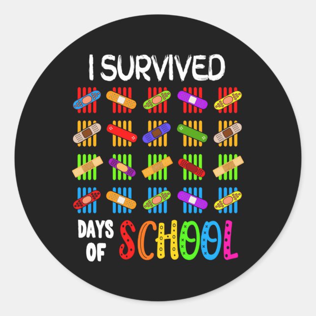 Sticker Rond J'Ai Survécu À 100 Jours De Bande D'Enseignants Sc (Devant)