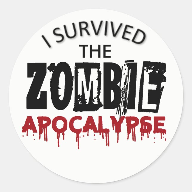 Sticker Rond J'ai survécu à l'Apocalypse Zombie (Devant)
