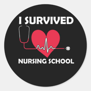 Sticker Rond J'ai survécu à l'école de soins infirmiers