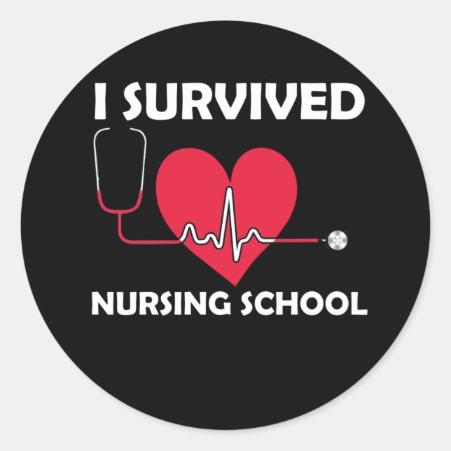 Sticker Rond J'ai survécu à l'école de soins infirmiers (Devant)