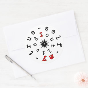 Sticker Rond J'ai survécu à mon véritable moi – devise existent