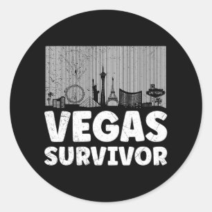 Sticker Rond J'ai survécu à mon voyage à Las Vegas 