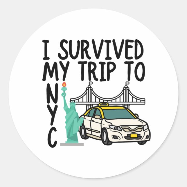 Sticker Rond J'ai survécu à mon voyage à New York (Devant)