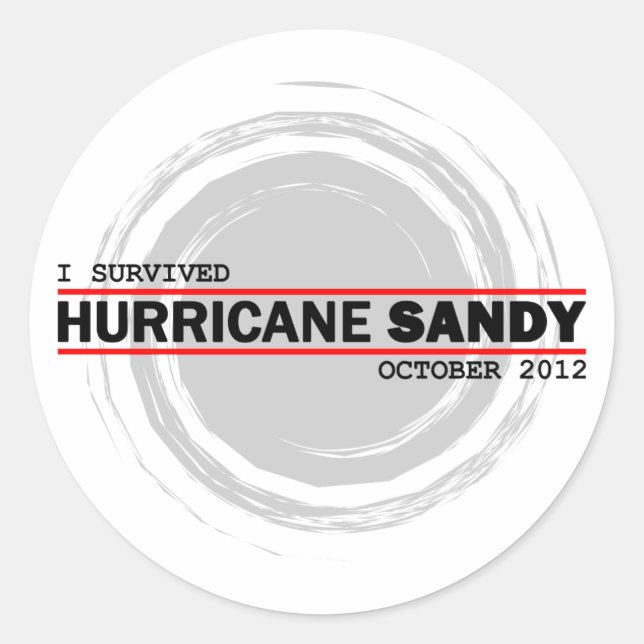 Sticker Rond J'ai survécu au cyclone Sandy (Devant)