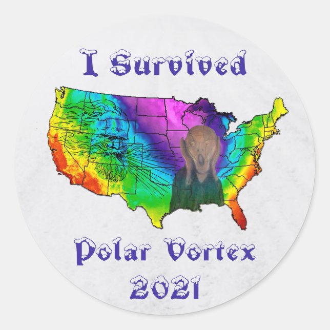 Sticker Rond J'ai survécu au tourbillon polaire 2021 (Devant)