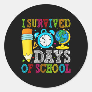 Sticker Rond J'Ai Survécu Aux 100 Jours D'École 100 Jours D'Éco