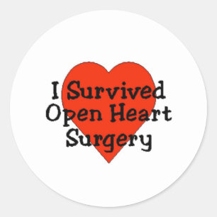 Sticker Rond J'ai survécu Chirurgie Coeur Ouvert Classique Stic