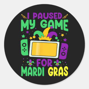 Sticker Rond J'Ai Suspendu Mon Jeu Pour Mardi Gras Video Gamer