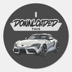 Sticker Rond J'Ai Téléchargé Cette Voiture - Retro Humour Car D