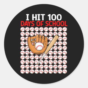 Sticker Rond J'Ai Touché 100 Jours De Bat-Bat De Baseball Scola