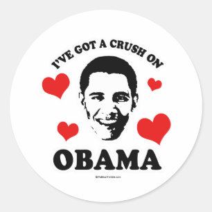 Sticker Rond J'ai UN ÉCRASEMENT SUR OBAMA