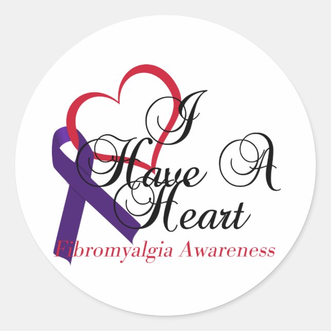 Sticker Rond J'Ai Une Sensibilisation Au Coeur Fibromyalgique (Devant)