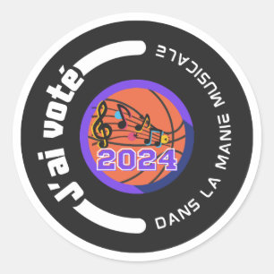 Sticker Rond J'ai voté 2024 noir et blanc