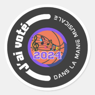Sticker Rond J'ai voté 2024 noir et blanc
