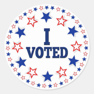 Sticker Rond J'Ai Voté American Stars Red White Blue Election