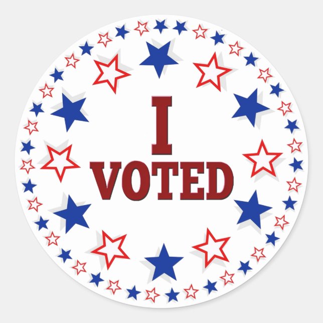 Sticker Rond J'Ai Voté American Stars Red White Blue Election (Devant)