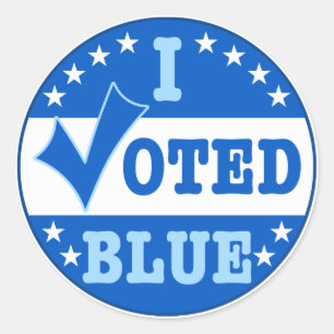 Sticker Rond J'ai voté Parti démocrate bleu