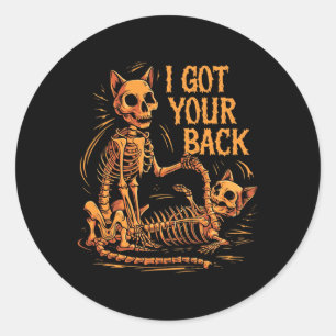 Sticker Rond J'Ai Votre Ck Drôle Halloween Chat Skeleton Skelet