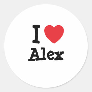 Sticker Rond J'aime Alex coeur personnalisé