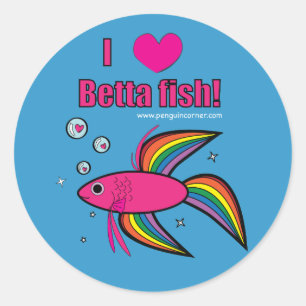 Sticker Rond J'Aime Betta Fish !