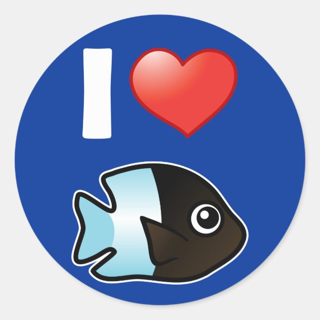 Sticker Rond J'Aime Bicolor Damselfish (Devant)