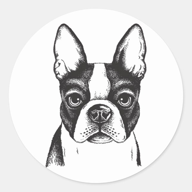 Sticker Rond J'aime Boston Terriers (Devant)