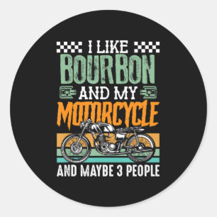 Sticker Rond J'Aime Bourbon Et Mon Cadeau Moto