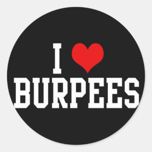Sticker Rond J'aime Burpees, forme physique