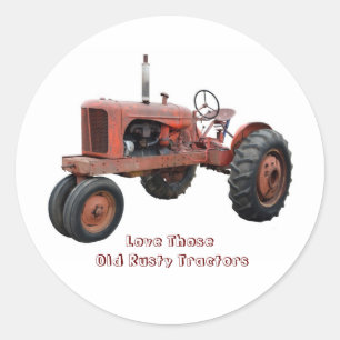 Sticker Rond J'Aime Ces Vieux Tracteurs Rusty
