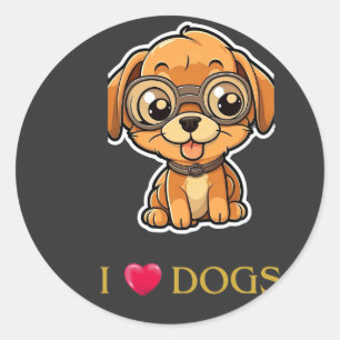 Sticker Rond J'aime chien Personnalisé Photo Et Texte Personnal