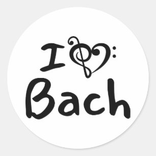 Sticker Rond J'aime cœur Bach Musique Classique Texte Noir