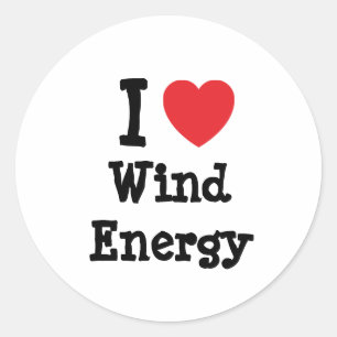 Sticker Rond J'aime Coeur d'énergie éolienne personnalisée