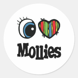 Sticker Rond J'aime (cœur) les mollies