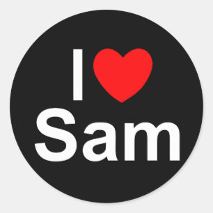 Sticker Rond J'aime (coeur) Sam
